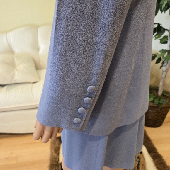 Dusty Blue Nicole Taylor Woman's Wool Suit Size 12 - Picture 10 of 16